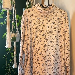 Vintage long sleeve turtle neck w snowmen print. Holiday Christmas white 3XL